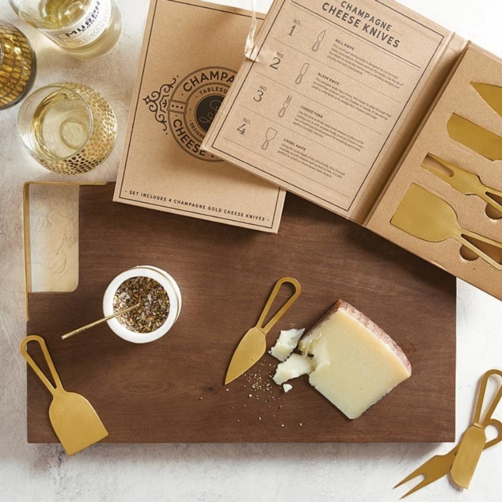 NWT Santa Barbara Design Studio for McGee & Co Champagne Gold Cheese Knives